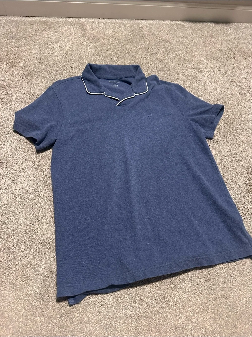 Banana Republic Men's Navy Short-Sleeve Polo with Contrast Piping